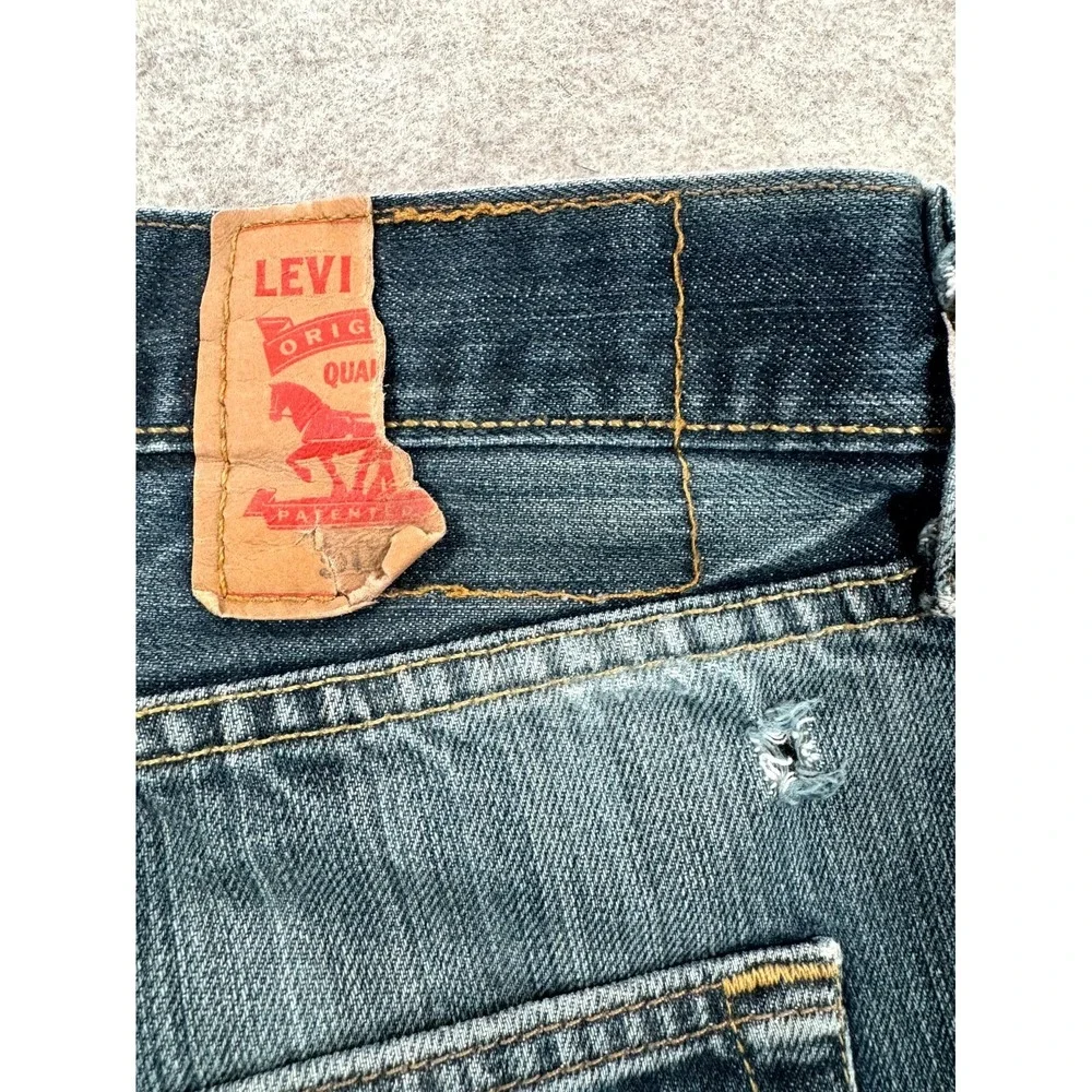 Levi's 501 Jeans Mens 38x32 Blue Denim Cotton Dark Wash Button Fly Straight Leg